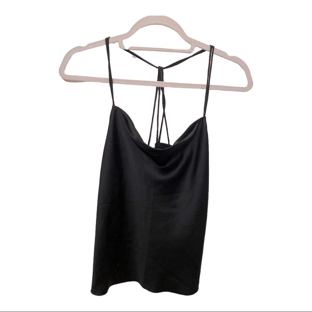 Abercrombie black satin effect thin strap blouse size S
